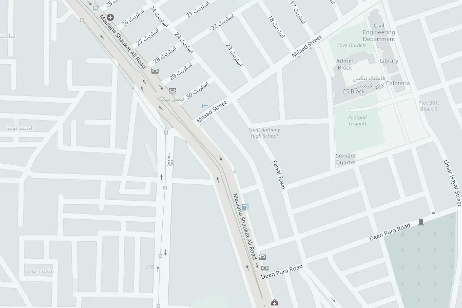 Map of Faisal Town around Care Nest Autism Centre
